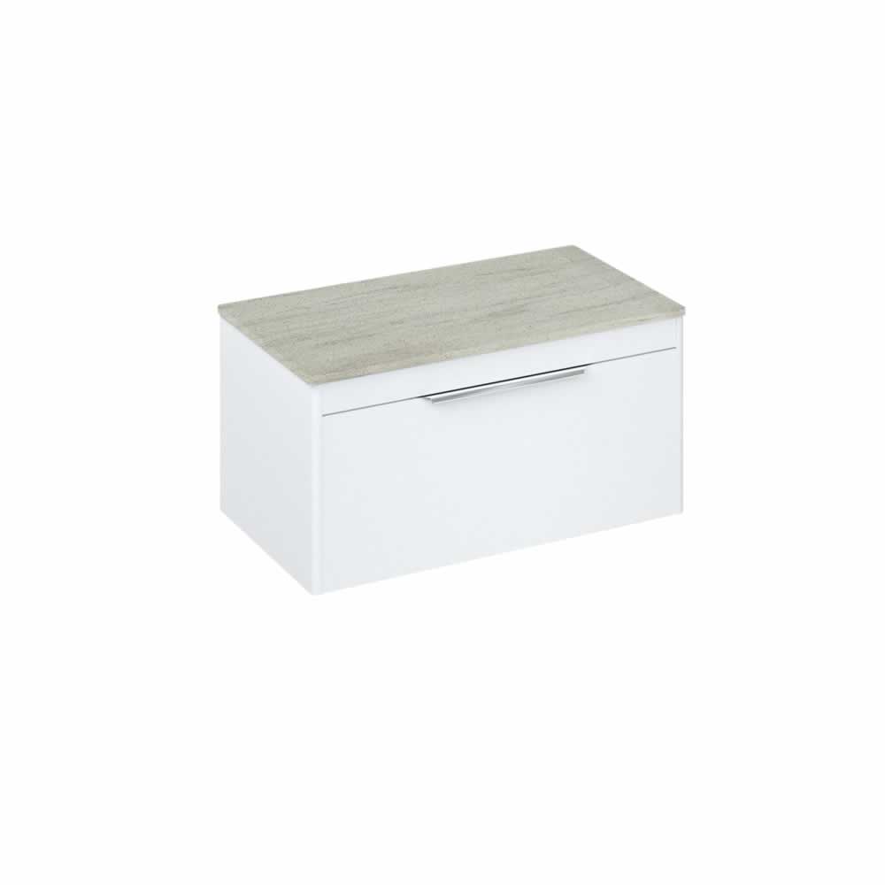 Shoreditch 85cm single drawer Matt White with Concrete Haze Worktop
